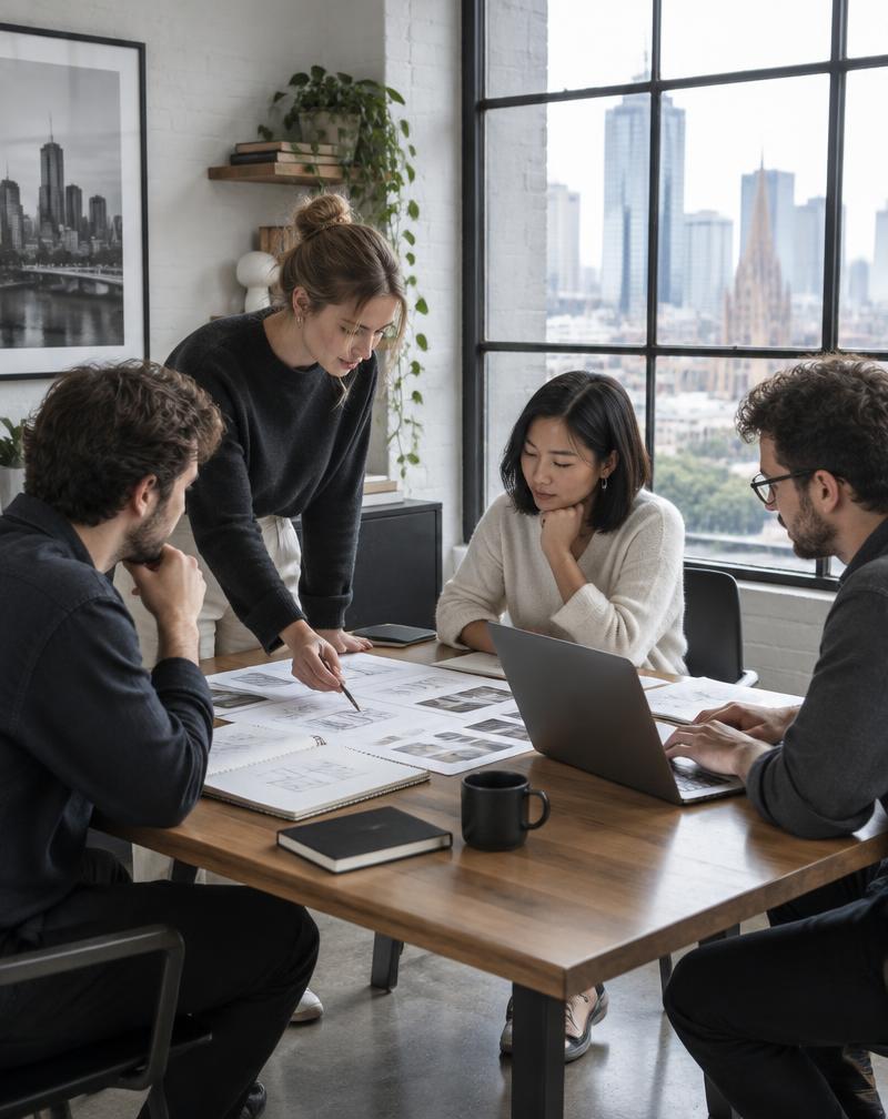 Agency team collaborating on a project