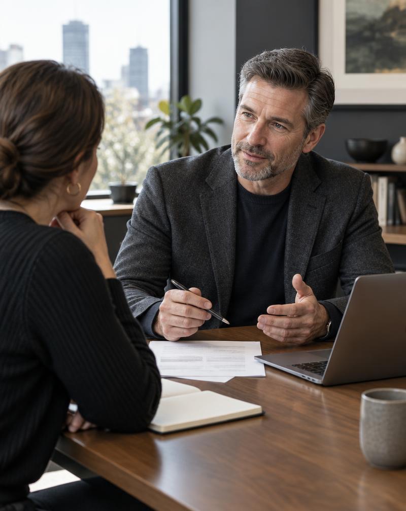 Consultant discussing business plans