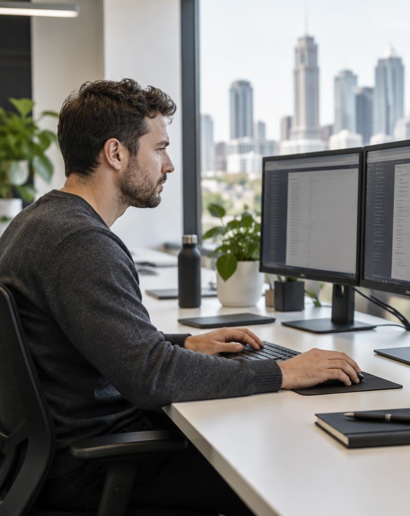IT specialist working at a computer
